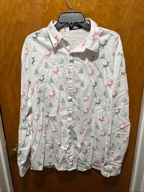 Jogal Christmas Reindeer Print Dress Shirt